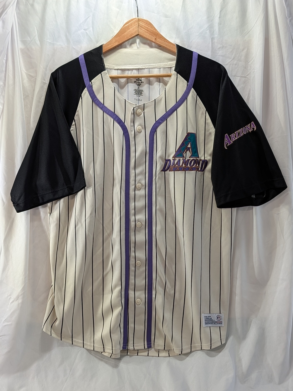 Arizona Diamondbacks MLB Cream & Black Pinstripe Baseball Jersey Size XL 46-48